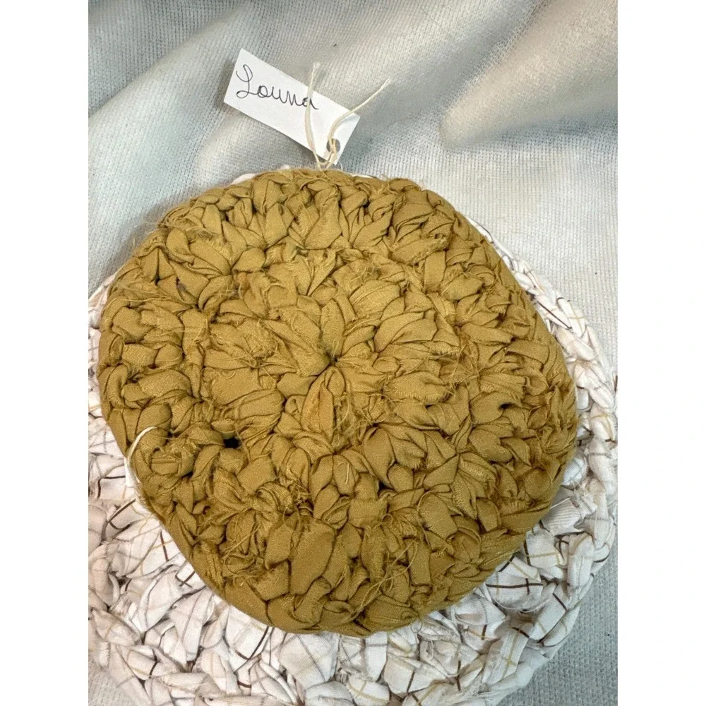 Handmade Woven Fabric Coasters Set 3 Round Boho Rustic‎ Kitchen Dining